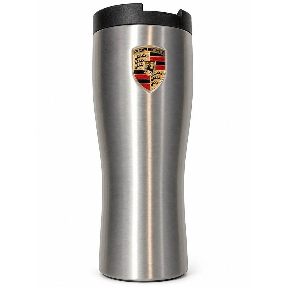 Porsche Essential Stainless Steel Travel Mug Crest 15 oz 450ml Silver
